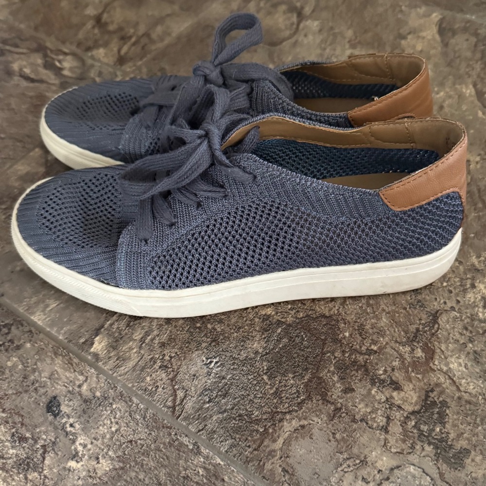 Lucky Brand Women Blue Knit Lace Up Sneakers Casual Comfort‎ Shoes Size 6.5M